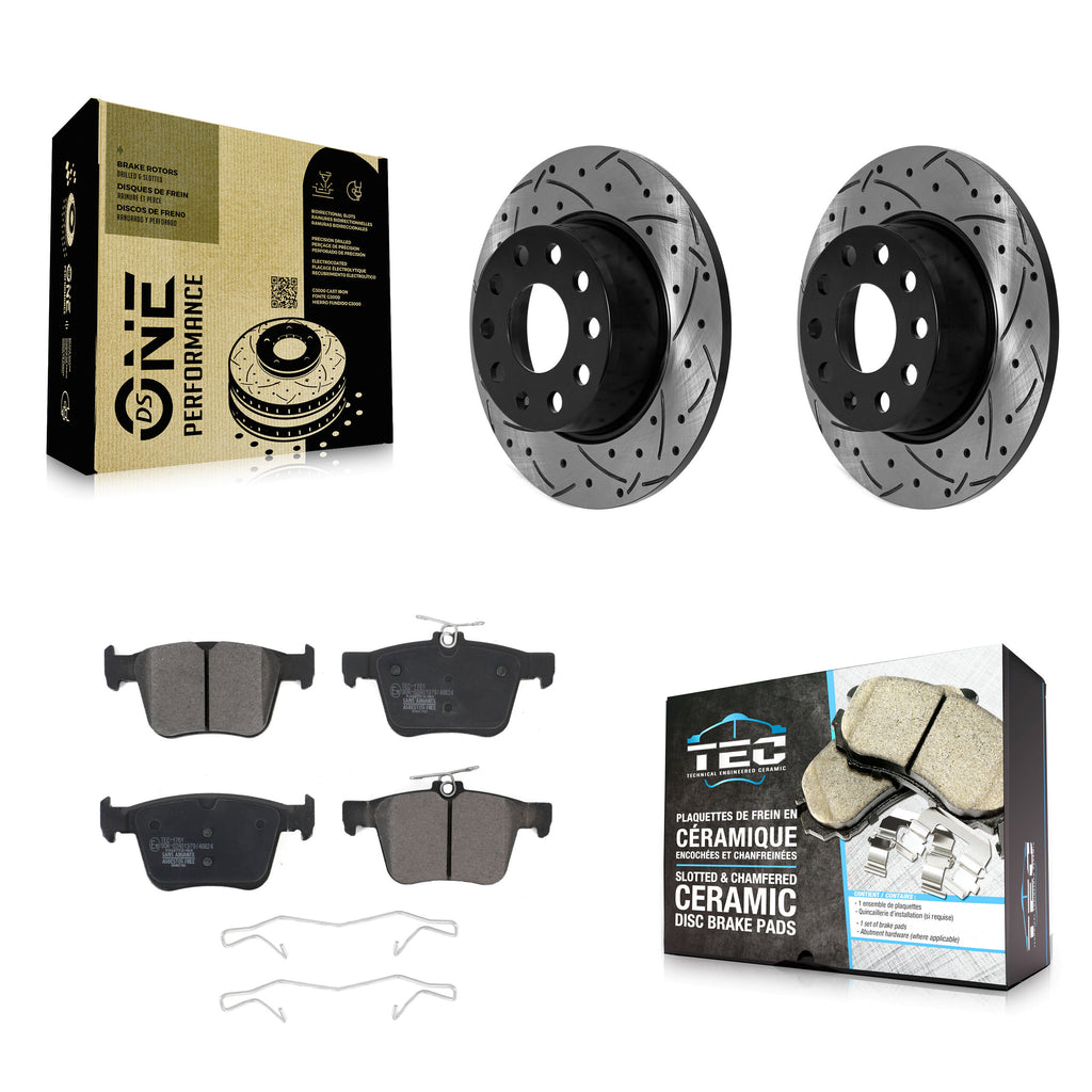 Rear Coat Drill Slot Disc Brake Rotors Ceramic Pad Kit For Volkswagen Jetta Taos
