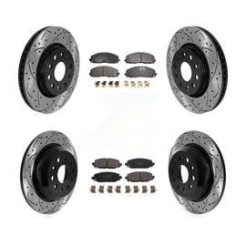 Front Rear Drill Slot Disc Brake Rotor Ceramic Pad Kit For Jeep Wrangler Rubicon