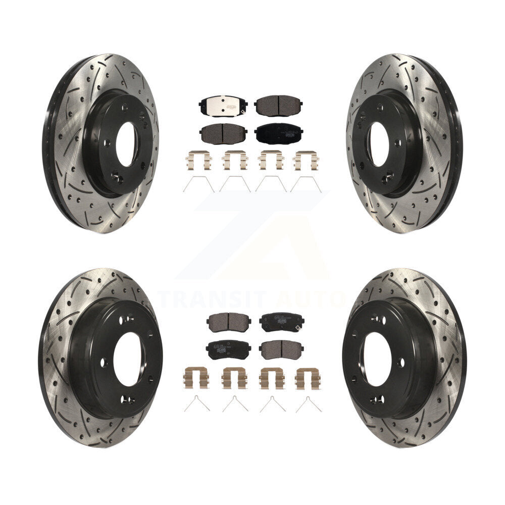 Front Rear Coated Drilled Slot Disc Brake Rotor Ceramic Pad Kit For Hyundai Kona