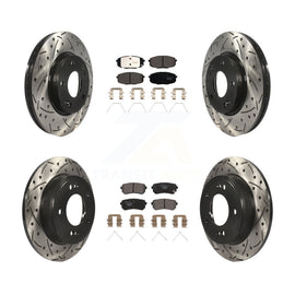Front Rear Coated Drilled Slot Disc Brake Rotor Ceramic Pad Kit For Hyundai Kona