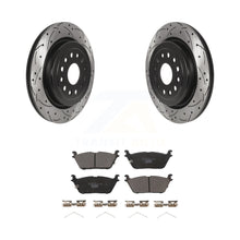 Load image into Gallery viewer, Rear Coated Drilled Slotted Disc Brake Rotors And Ceramic Pads Kit For Ram 1500