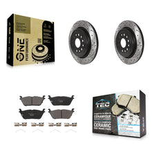 Load image into Gallery viewer, Rear Coated Drilled Slotted Disc Brake Rotors And Ceramic Pads Kit For Ram 1500