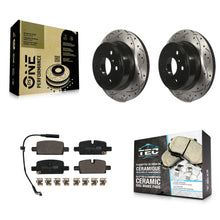 Load image into Gallery viewer, Rear Coated Drilled Slotted Disc Brake Rotor Ceramic Pad Kit For GMC Sierra 1500