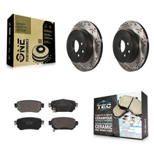 Charger l'image dans la galerie, [Rear] 2019 Nissan Rogue Sport S Performance Drilled &amp; Slotted Brake Rotor &amp; Ceramic Pads Kit For Max Braking
