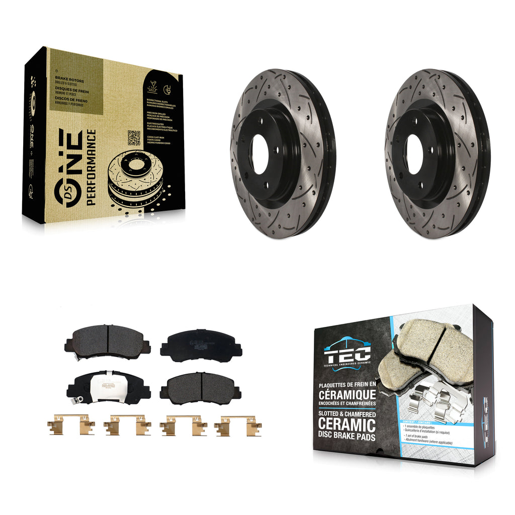Front Drilled Slot Disc Brake Rotor Ceramic Pad Kit For Mitsubishi Eclipse Cross