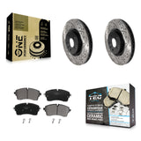 [Front] 2018 Jaguar E-Pace S/SE Performance Drilled & Slotted Brake Rotor & Ceramic Pads Kit For Max Braking