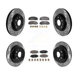 Front Rear Drill Slot Brake Rotors Ceramic Pad Kit For 18-20 Jeep Wrangler Sport