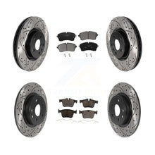 Charger l&#39;image dans la galerie, [Front+Rear] 2018 Jaguar E-Pace S/SE Performance Drilled &amp; Slotted Brake Rotor &amp; Ceramic Pads Kit For Max Braking
