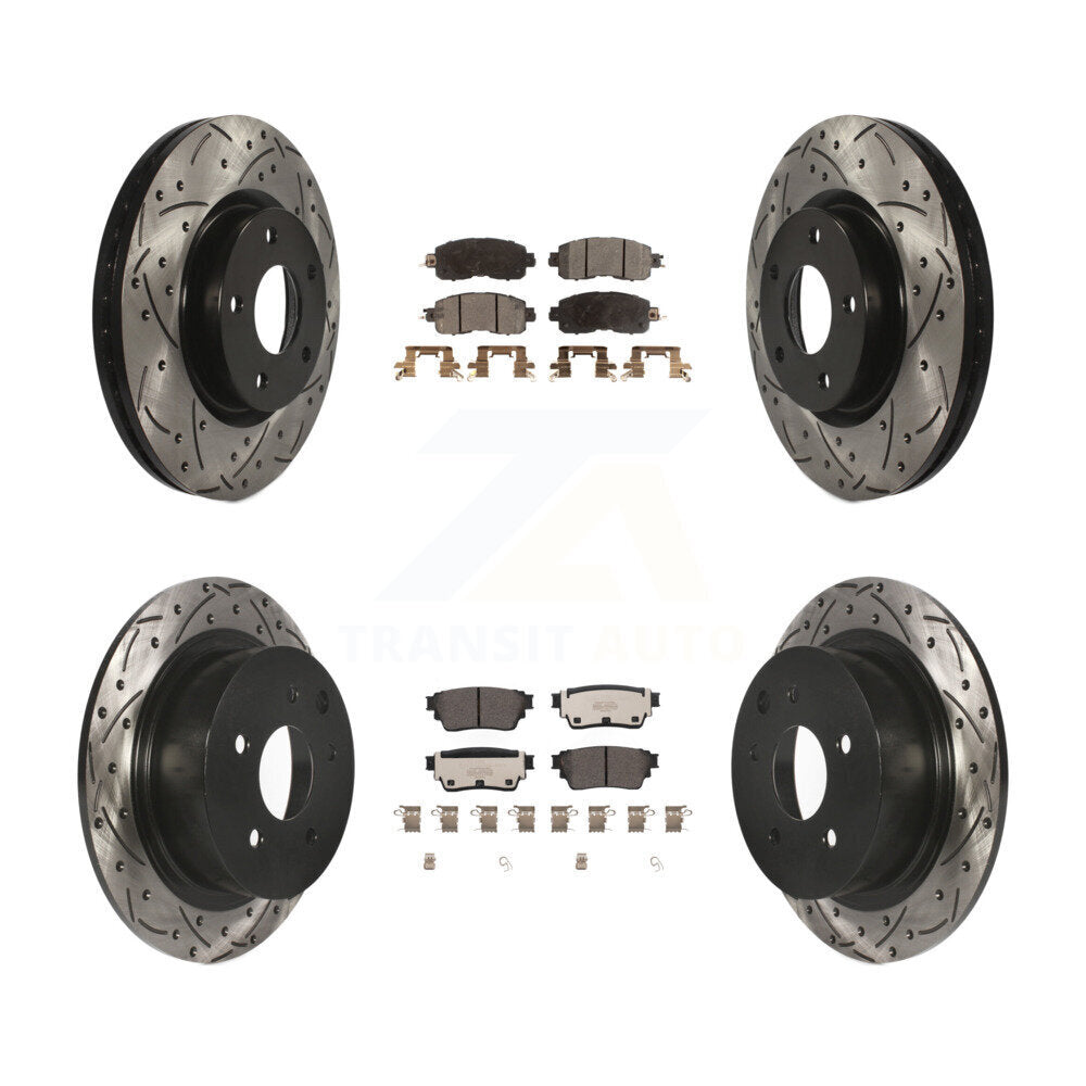 [Front+Rear] 19-20 Nissan Altima AWD Performance Drilled & Slotted Brake Rotor & Ceramic Pads Kit For Max Braking