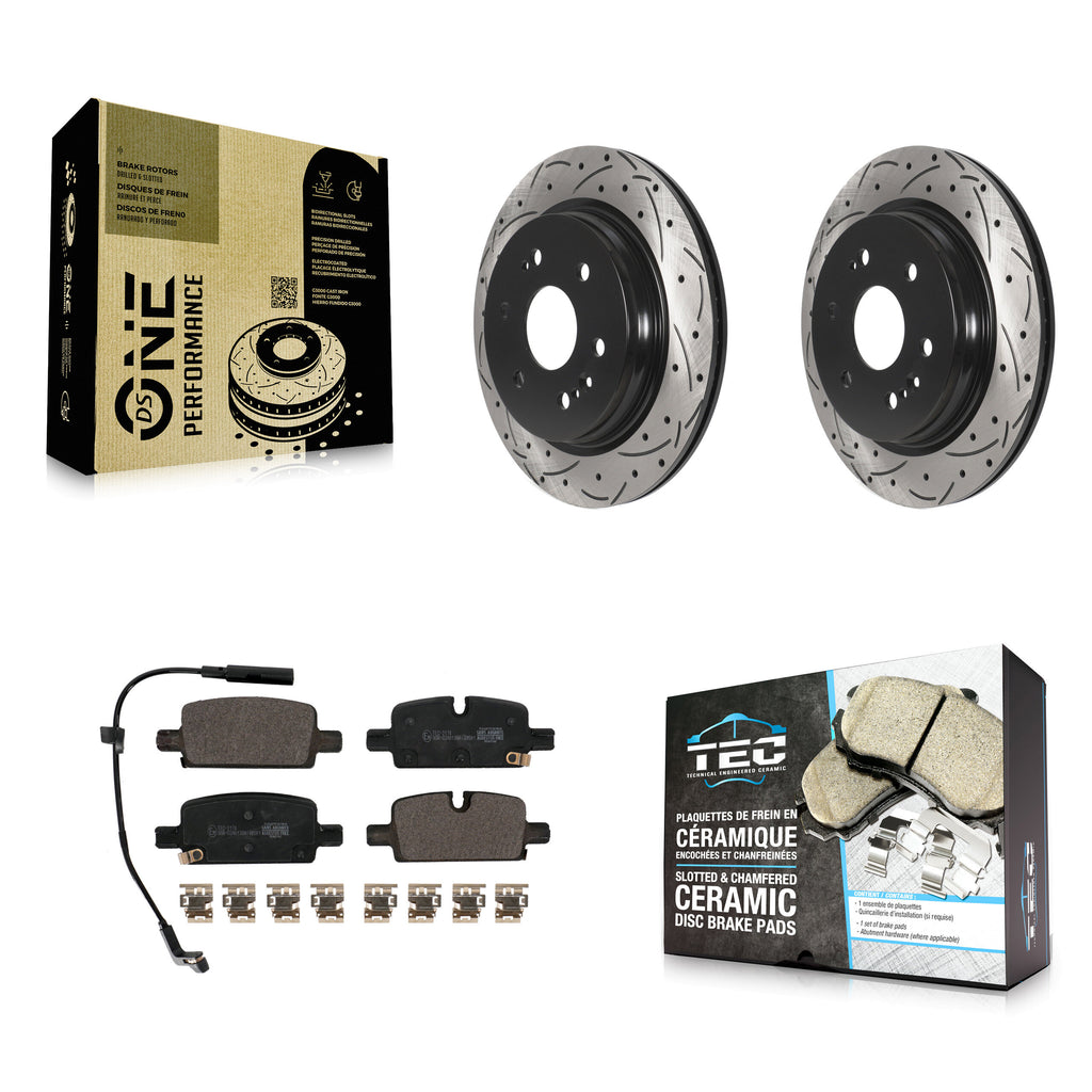 Rear Drill Slot Brake Rotors Ceramic Pad Kit For Chevrolet Silverado 1500 GMC XL