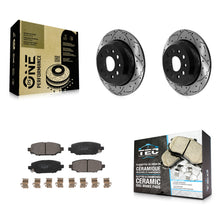 Charger l'image dans la galerie, [Rear] 2018-2020 Jeep Wrangler Sport Performance Drilled &amp; Slotted Brake Rotor &amp; Ceramic Pads Kit For Max Braking