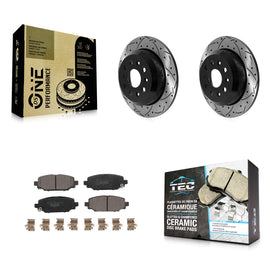 [Rear] 2018-2020 Jeep Wrangler Sport Performance Drilled & Slotted Brake Rotor & Ceramic Pads Kit For Max Braking