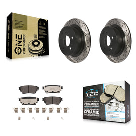 [Rear] 2019-2020 Nissan Altima AWD Performance Drilled & Slotted Brake Rotor & Ceramic Pads Kit For Max Braking