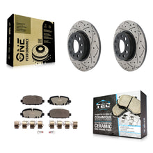Load image into Gallery viewer, Rear Coated Drilled Slotted Disc Brake Rotors &amp; Ceramic Pad Kit For Jeep Compass