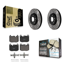 Charger l'image dans la galerie, [Front] 17-20 Mini Cooper Clubman S Performance Drilled &amp; Slotted Brake Rotor &amp; Ceramic Pads Kit For Max Braking