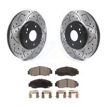 Charger l&#39;image dans la galerie, Front Coated Drilled Slotted Disc Brake Rotor &amp; Ceramic Pad Kit For Honda Accord