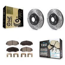 Load image into Gallery viewer, Front Coated Drilled Slotted Disc Brake Rotor &amp; Ceramic Pad Kit For Honda Accord
