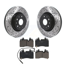 Charger l&#39;image dans la galerie, Front Coated Drilled Slotted Disc Brake Rotor &amp; Ceramic Pad Kit For Cadillac CT6