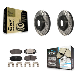 Front Drilled Slot Disc Brake Rotor & Ceramic Pad Kit For Kia Soul Hyundai Venue