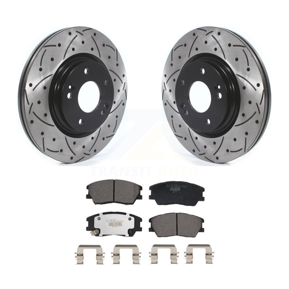 Front Drill Slot Brake Rotor Ceramic Pad Kit For Kia Soul 1.6L with Turbocharged