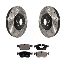 Charger l&#39;image dans la galerie, Front Coated Drilled Slotted Disc Brake Rotor And Ceramic Pad Kit For Volvo XC60