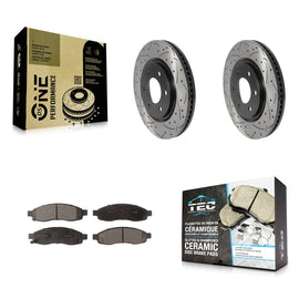 [Front] 2007 Nissan TITAN From 04 07 Performance Drilled & Slotted Brake Rotor & Ceramic Pads Kit For Max Braking