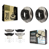 Front Coat Drill Slot Disc Brake Rotor Ceramic Pad Kit For Ford F-450 Super Duty