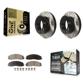 Front Drill Slot Brake Rotors Ceramic Pad Kit For 2013 Ford F-250 Super Duty 4WD
