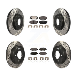 Front Rear Drilled Slot Brake Rotor & Ceramic Pad Kit For Kia Soul Hyundai Venue