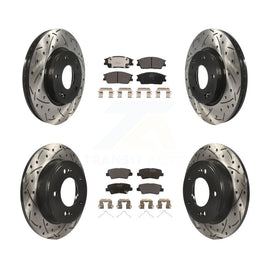 Front Rear Drilled Slot Brake Rotor & Ceramic Pad Kit For Kia Soul Hyundai Venue