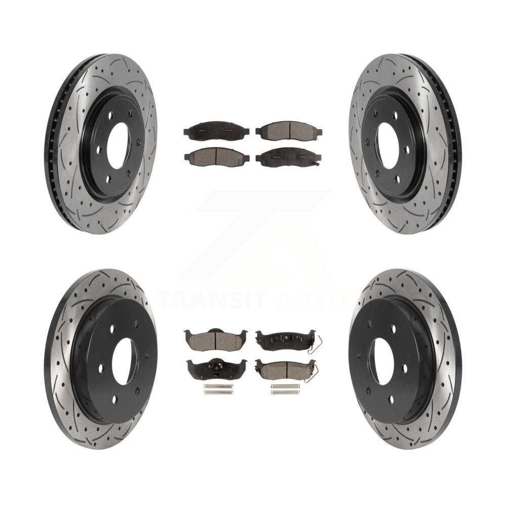 Front Rear Drill Slot Brake Rotor Ceramic Pad Kit For 07 Nissan TITAN From 04
