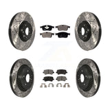 Front Rear Coated Drilled Slot Disc Brake Rotor & Ceramic Pad Kit For Volvo XC60