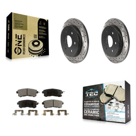 Rear Drilled Slot Brake Rotor Ceramic Pad Kit For Nissan Armada With Solid