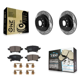 Rear Coated Drilled Slotted Disc Brake Rotor & Ceramic Pad Kit For Jeep Wrangler