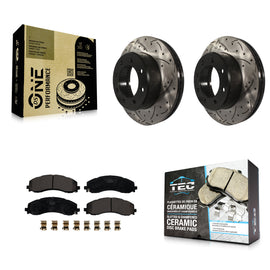[Front] 2019-2022 Ram 2500 3500 Performance Drilled & Slotted Brake Rotor & Ceramic Pads Kit For Max Braking