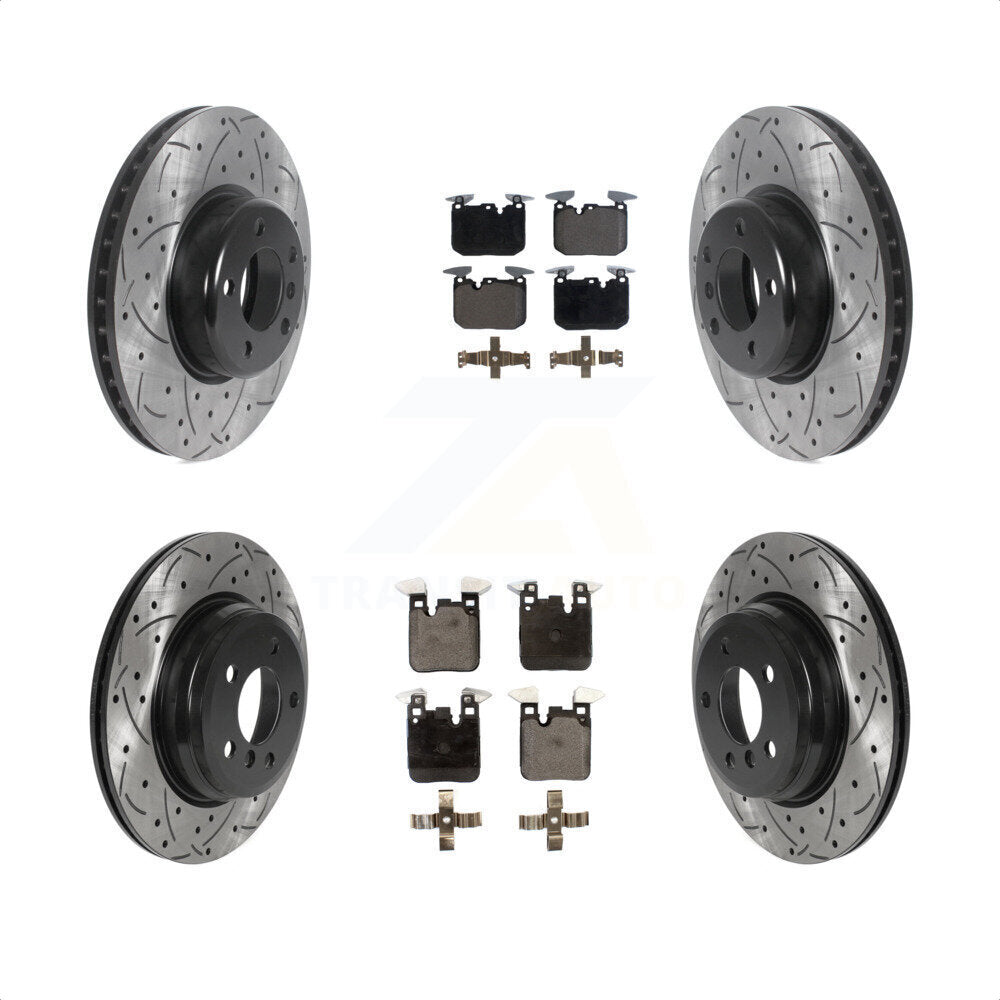 Front Rear Coated Drilled Slotted Disc Brake Rotors Ceramic Pad Kit For BMW 428i