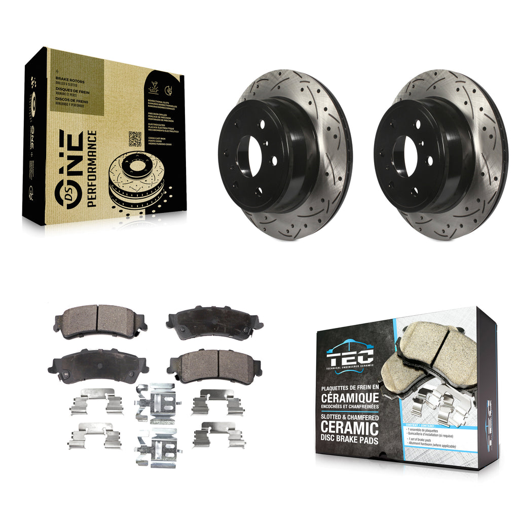 Rear Drilled Slot Disc Brake Rotor & Ceramic Pad Kit For GMC Sierra 1500 Classic