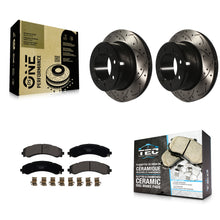 Charger l'image dans la galerie, Rear Drilled Slot Brake Rotor Ceramic Pad Kit For Ram 3500 With Dual Wheels