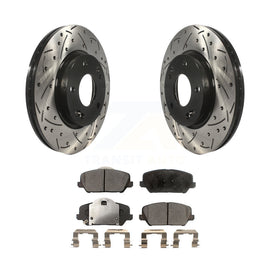 [Front] 2018 Kia Forte SX Performance Drilled & Slotted Brake Rotor & Ceramic Pads Kit For Max Braking