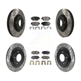 Front Rear Coated Drill Slot Disc Brake Rotor Ceramic Pad Kit For Hyundai Sonata
