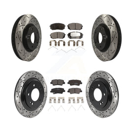Front Rear Coated Drill Slot Disc Brake Rotor Ceramic Pad Kit For Hyundai Sonata