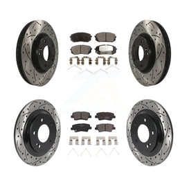 Front Rear Coated Drill Slot Disc Brake Rotor Ceramic Pad Kit For Hyundai Sonata