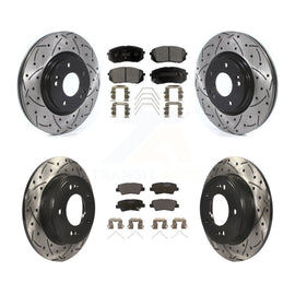 Front Rear Drill Slot Brake Rotor Ceramic Pad Kit For 2019 Kia Soul Turbocharged