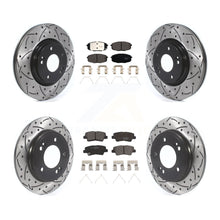 Charger l&#39;image dans la galerie, [Front+Rear] 2020 Kia Forte 1.6L Performance Drilled &amp; Slotted Brake Rotor &amp; Ceramic Pads Kit For Max Braking