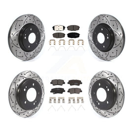 [Front+Rear] 2020 Kia Forte 1.6L Performance Drilled & Slotted Brake Rotor & Ceramic Pads Kit For Max Braking