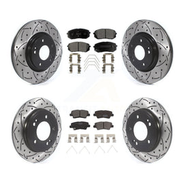 Front Rear Coat Drill Slot Disc Brake Rotor Ceramic Pad Kit For Hyundai Veloster