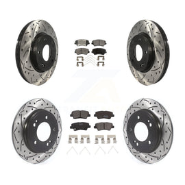 Front Rear Coat Drill Slot Disc Brake Rotor Ceramic Pad Kit For Hyundai Veloster