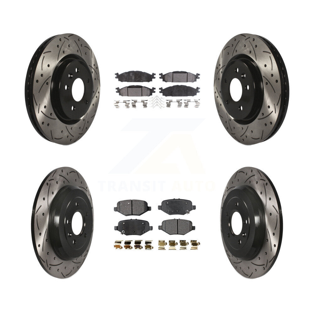 Front Rear Drilled Slot Brake Rotors Ceramic Pad Kit For 2016 Ford Explorer Base