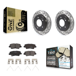 Rear Drill Slot Disc Brake Rotors Ceramic Pad Kit For Kia Forte Hyundai Veloster