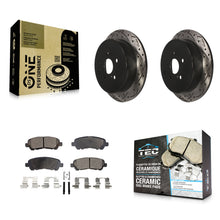 Charger l'image dans la galerie, Rear Coated Drilled Slot Disc Brake Rotors Ceramic Pad Kit For Toyota Highlander